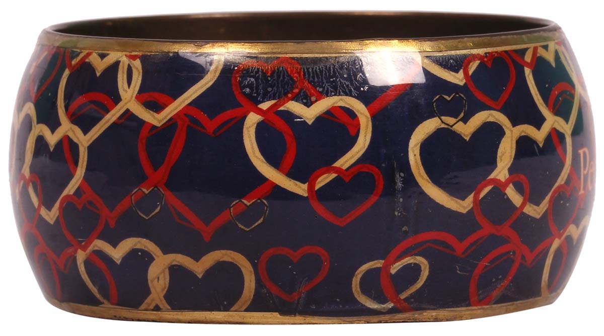Round Broad Bangle - Heart Shaped Motifs - Multicolored Exteriors - Dull Golden Finish Interiors - Handmade in Brass & Iron - Fashion Accessories - Unique Metal Jewelry - Buy in Bulk Wholesale